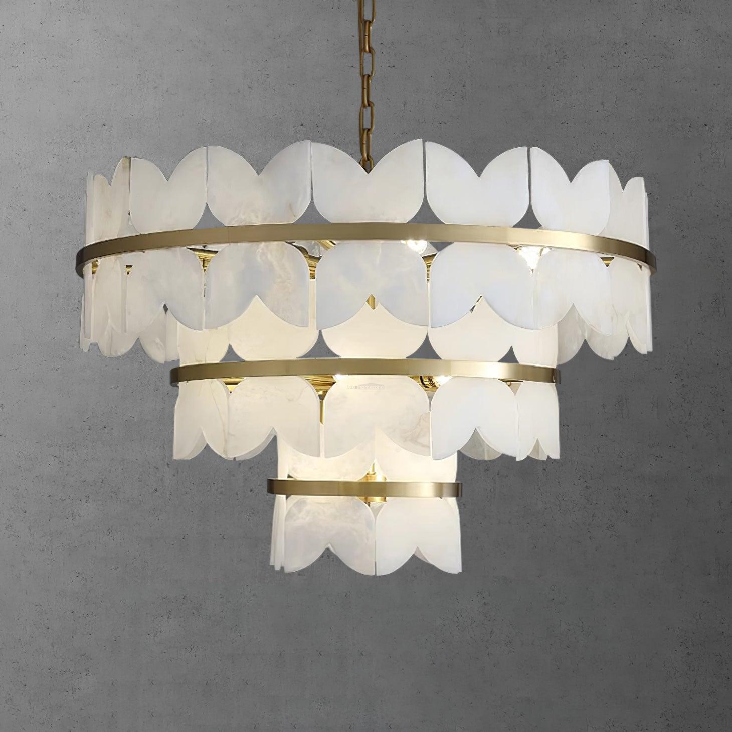 Alabaster Cloudscape Chandelier with 1/2 layer - 2 layers Long L 39.4" x W 13.8" x H 14.2" / L 100cm x W 35cm x H 36cmJoyfuzzy