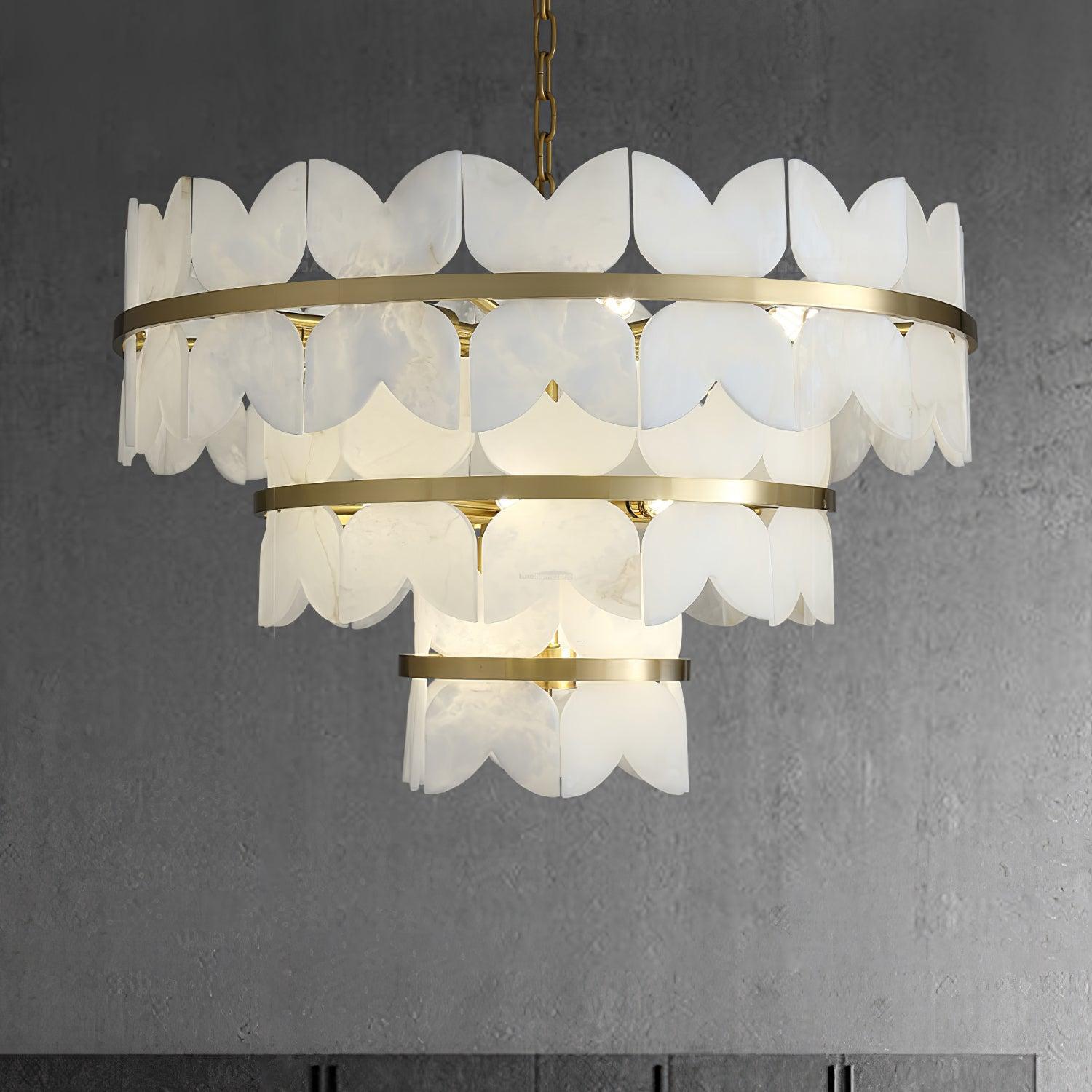 Alabaster Cloudscape Chandelier with 1/2 layer - 2 layers Long L 39.4" x W 13.8" x H 14.2" / L 100cm x W 35cm x H 36cmJoyfuzzy