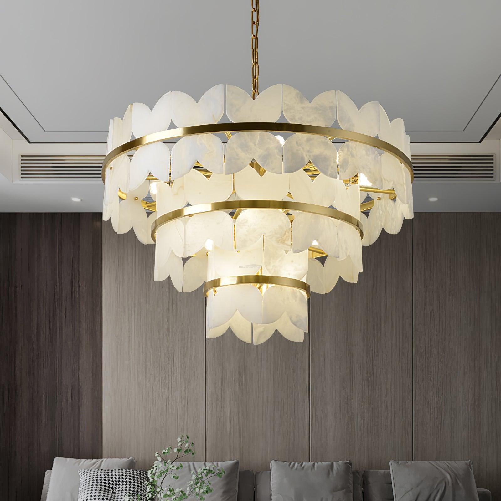 Alabaster Cloudscape Chandelier with 1/2 layer - 2 layers Long L 39.4" x W 13.8" x H 14.2" / L 100cm x W 35cm x H 36cmJoyfuzzy