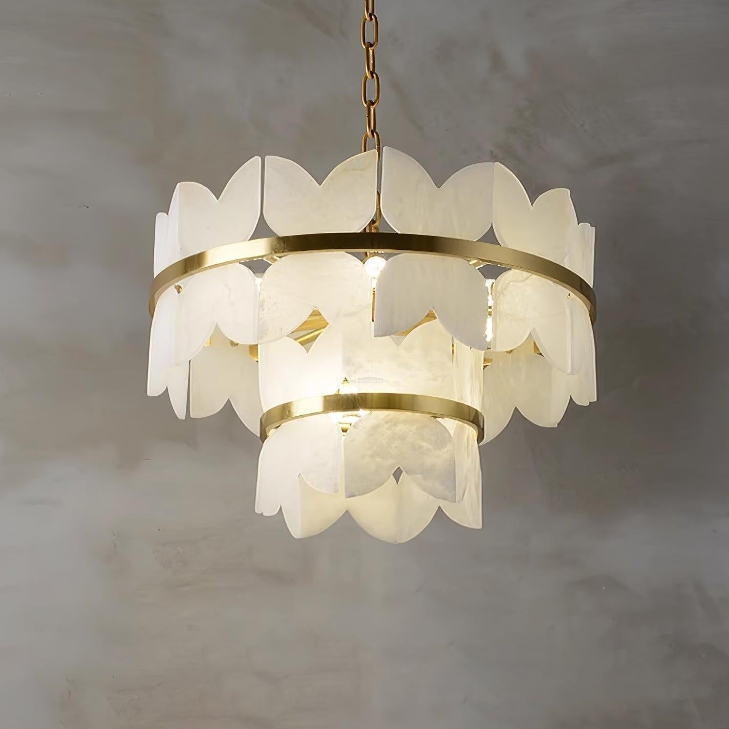 Alabaster Cloudscape Chandelier with 1/2 layer - 2 layers Long L 39.4" x W 13.8" x H 14.2" / L 100cm x W 35cm x H 36cmJoyfuzzy