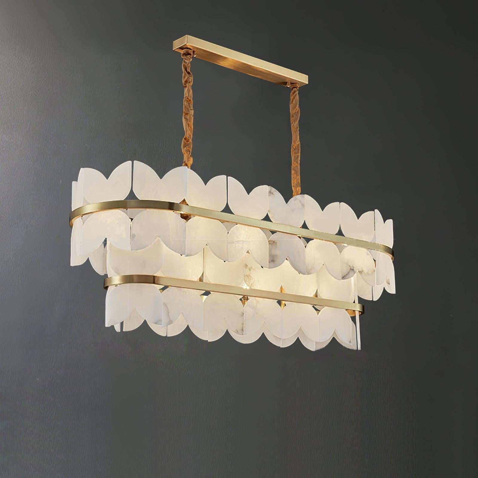 Alabaster Cloudscape Chandelier with 1/2 layer - 2 layers Long L 39.4" x W 13.8" x H 14.2" / L 100cm x W 35cm x H 36cmJoyfuzzy