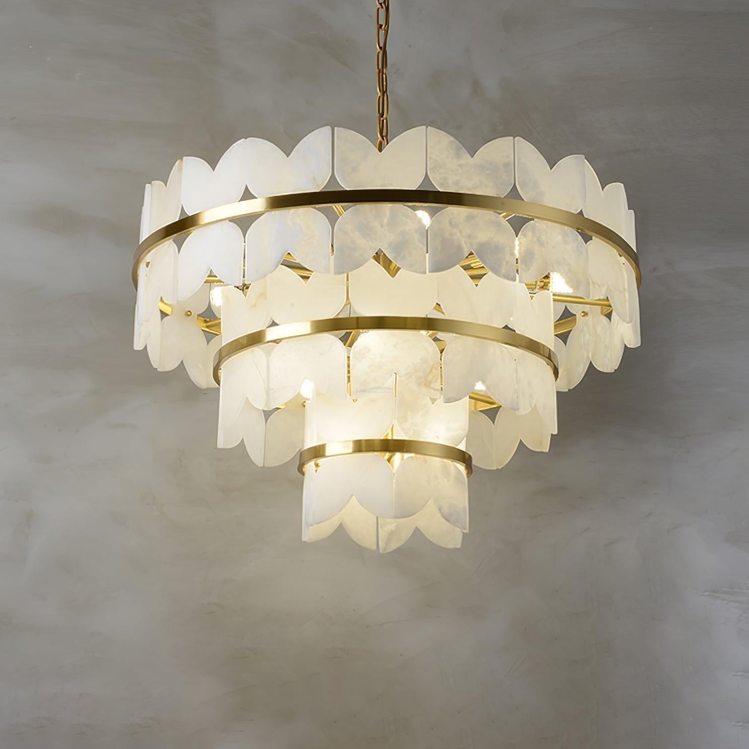 Alabaster Cloudscape Chandelier with 1/2 layer - 2 layers Long L 39.4" x W 13.8" x H 14.2" / L 100cm x W 35cm x H 36cmJoyfuzzy