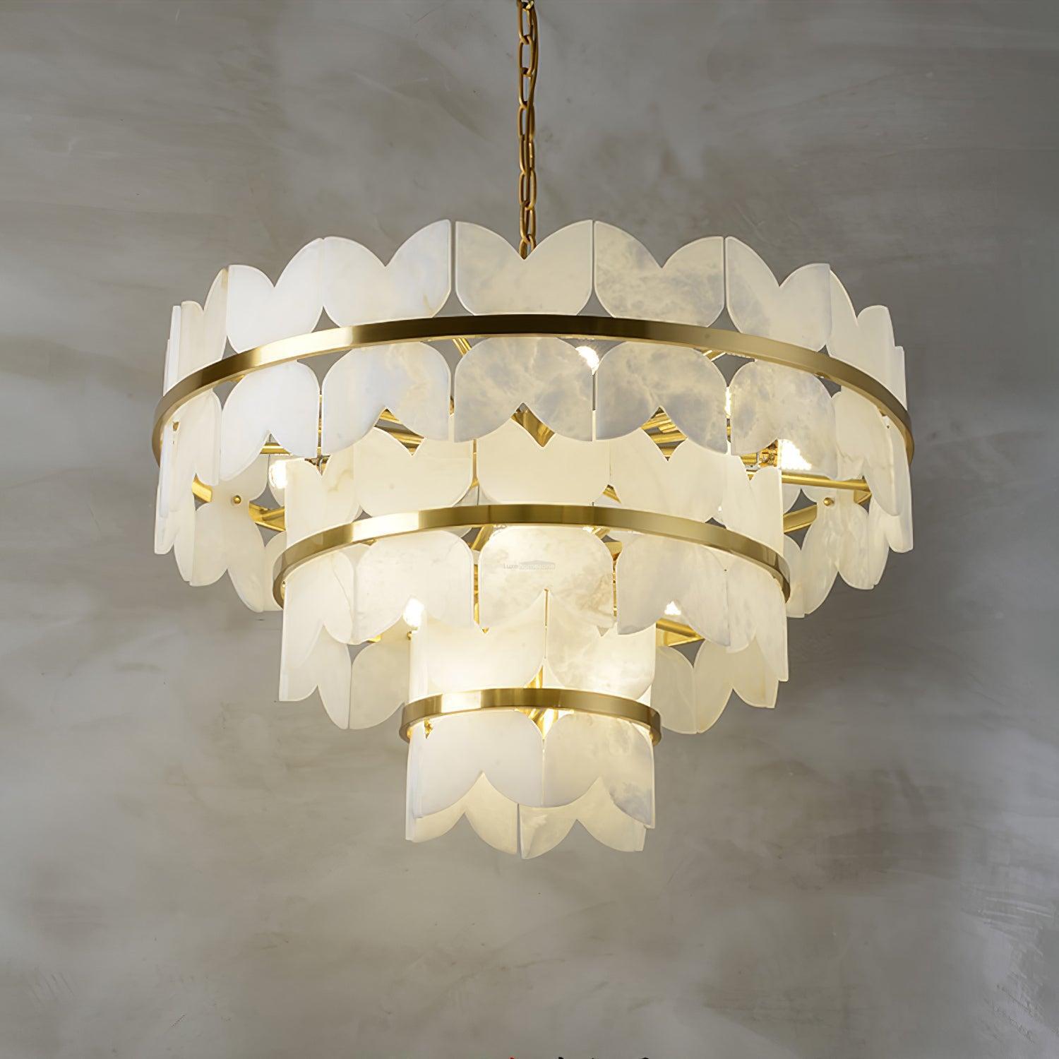 Alabaster Cloudscape Chandelier with 1/2 layer - 2 layers Long L 39.4" x W 13.8" x H 14.2" / L 100cm x W 35cm x H 36cmJoyfuzzy