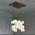 Alabaster Cube Foyer Staircase Long Chandelier 吊灯 rbrights 18-Light