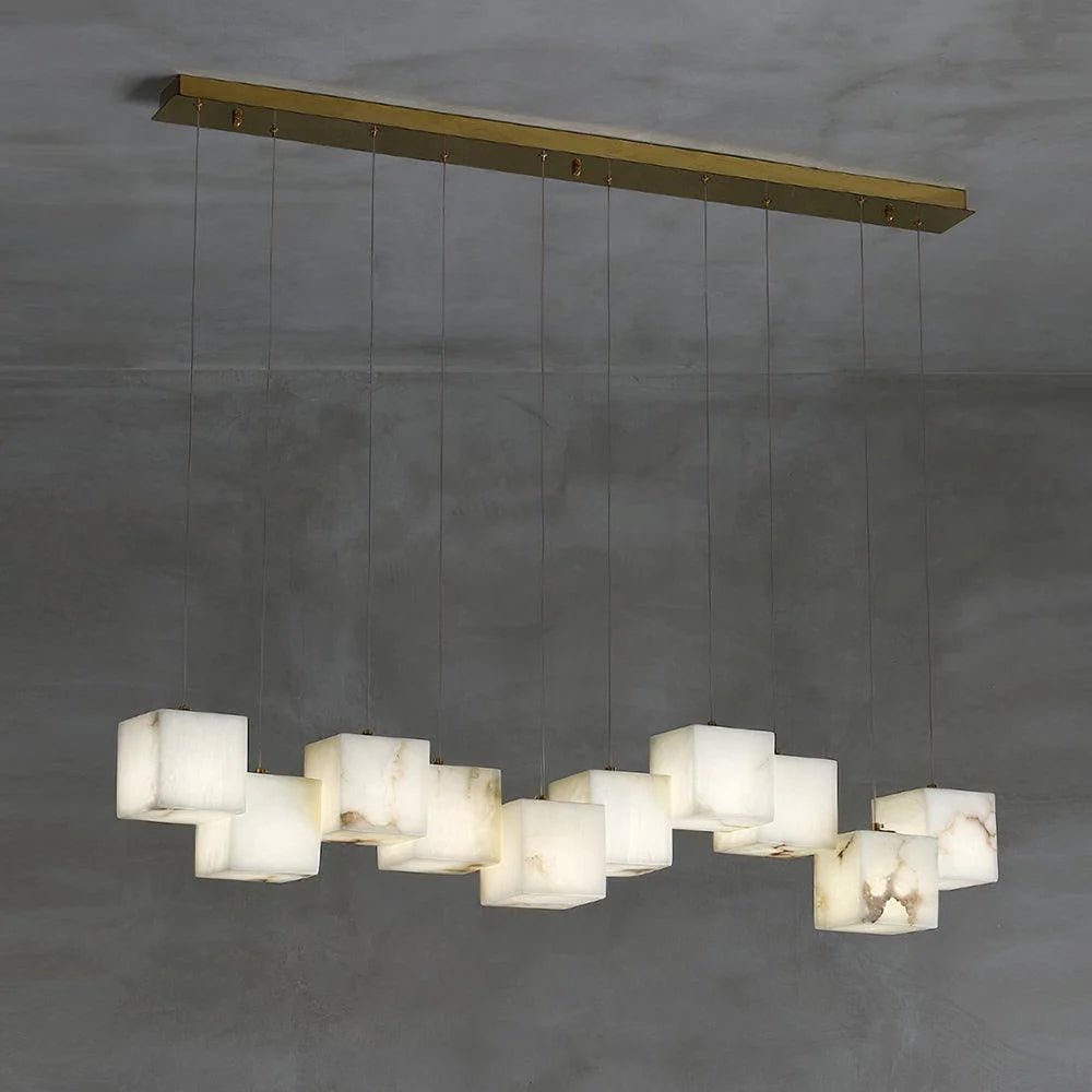 Alabaster Cubic Linear Chandelier - 10 Lights: 47.2" LJoyfuzzy