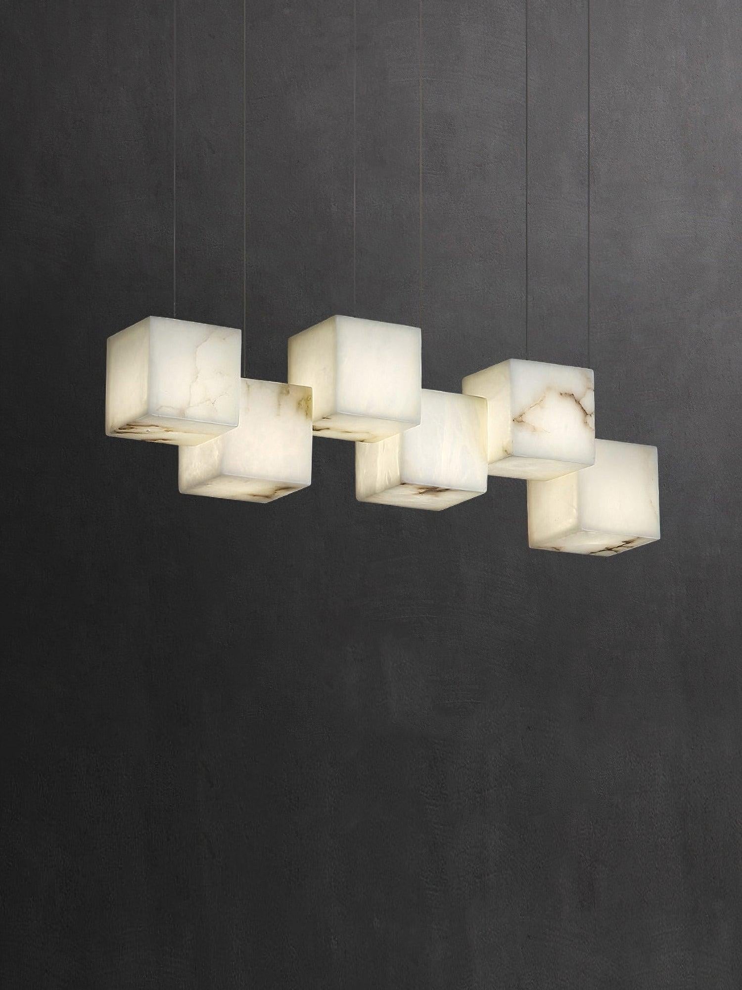 Alabaster Cubic Linear Chandelier - 10 Lights: 47.2" LJoyfuzzy