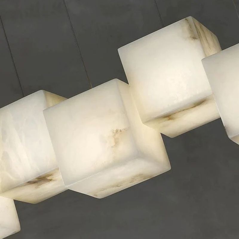 Alabaster Cubic Linear Chandelier - 6 Lights: 28.3" LJoyfuzzy