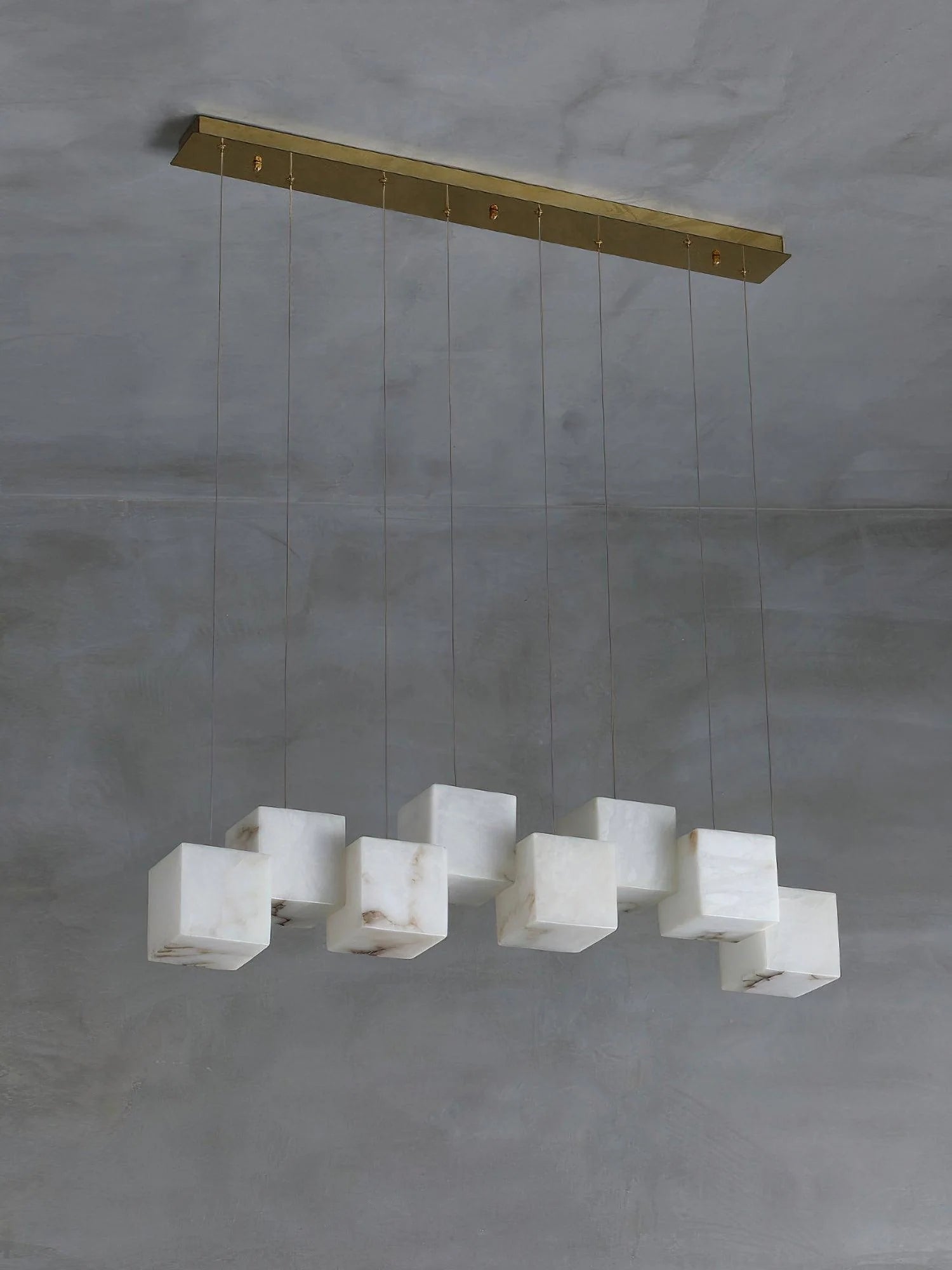 Alabaster Cubic Linear Chandelier - 10 Lights: 47.2" LJoyfuzzy