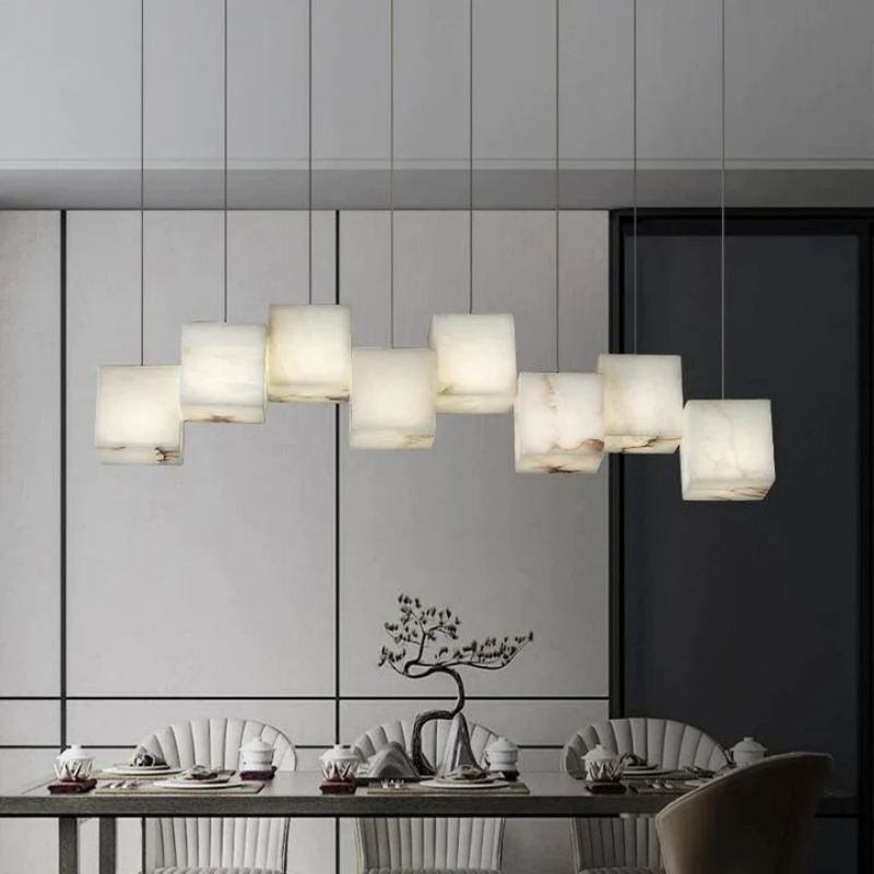 Alabaster Cubic Linear Chandelier - 6 Lights: 28.3" LJoyfuzzy