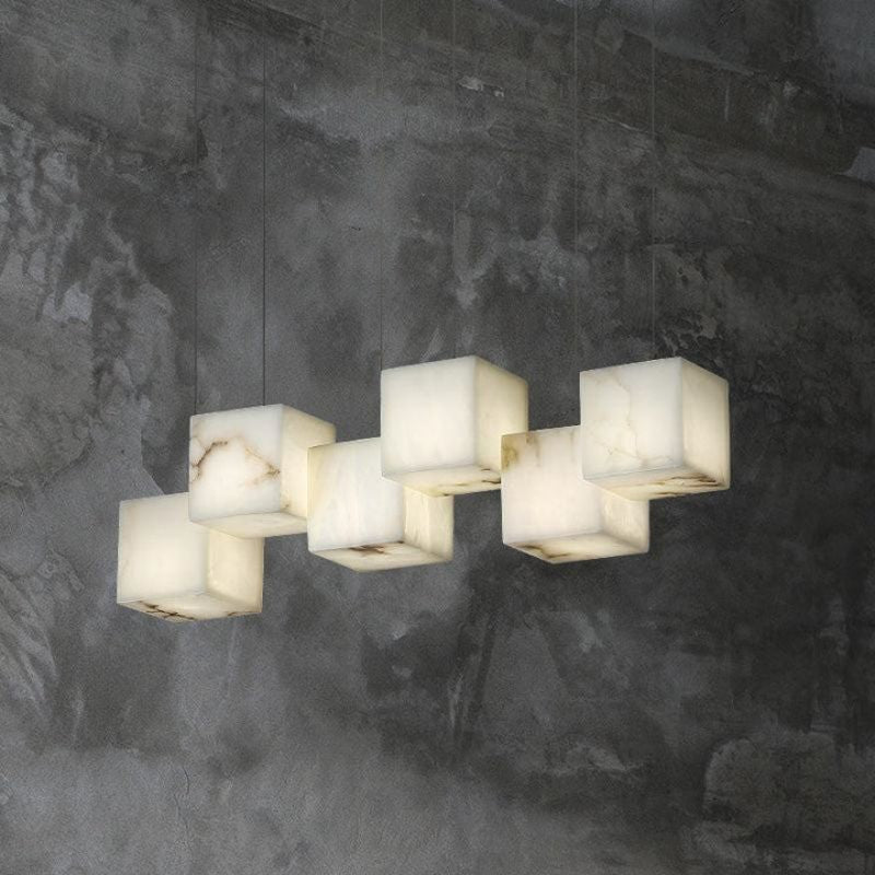 Alabaster Cubic Linear Chandelier - 6 Lights: 28.3" LJoyfuzzy