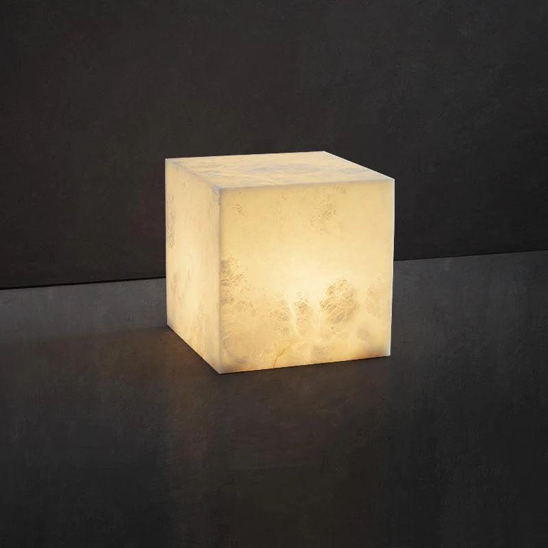 Alabaster Cubic Table Lamp rbrights 7.9" W
