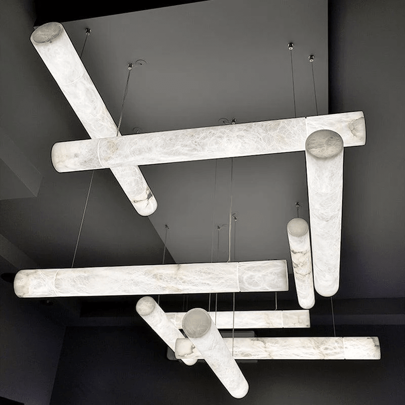 Alabaster Cylindrical Linear Pendant Light - Joyfuzzy