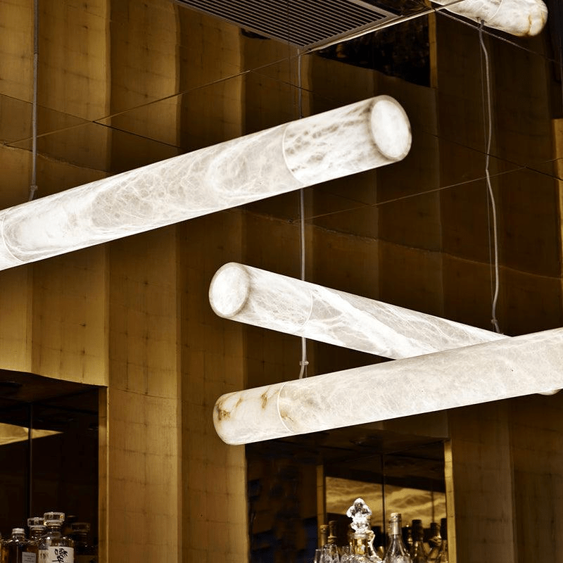 Alabaster Cylindrical Linear Pendant Light - Joyfuzzy