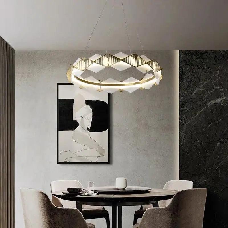 Alabaster Diamond Shaped Modern Chandelier - 23.62"D*19.68"HJoyfuzzy