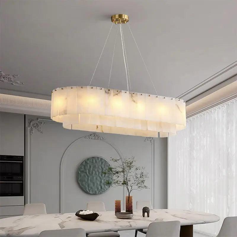 Alabaster Dining Room Round Chandelier Lighting - Joyfuzzy