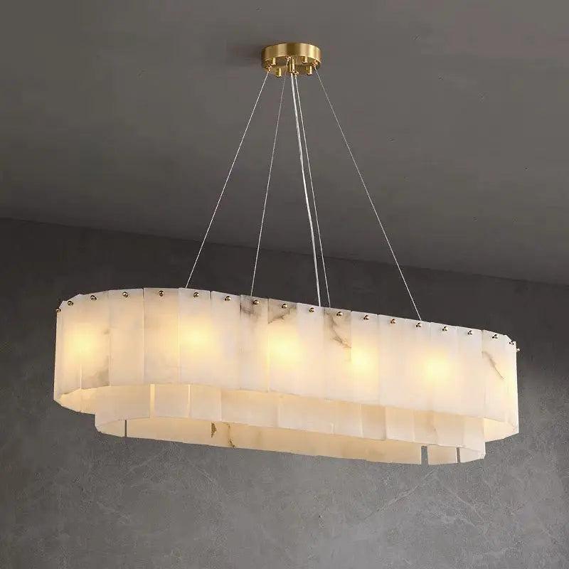 Alabaster Dining Room Round Chandelier Lighting - Joyfuzzy