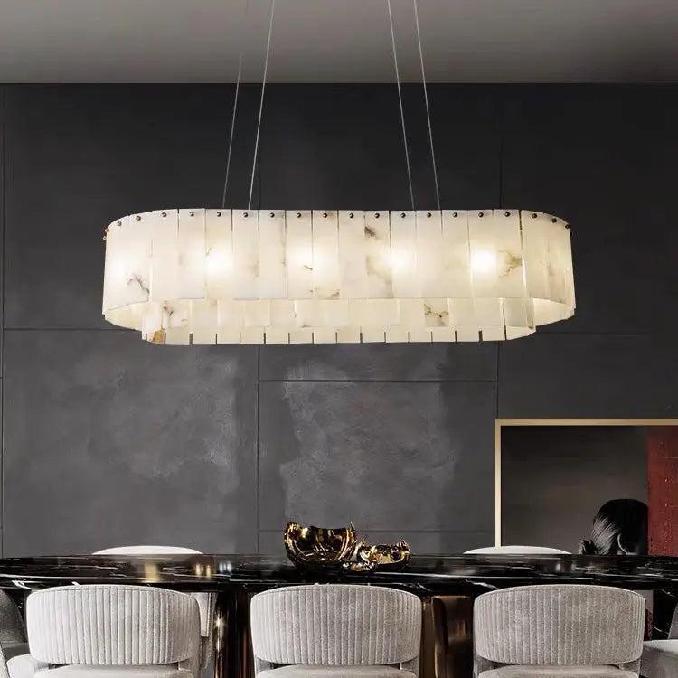 Alabaster Dining Room Round Chandelier Lighting - Joyfuzzy