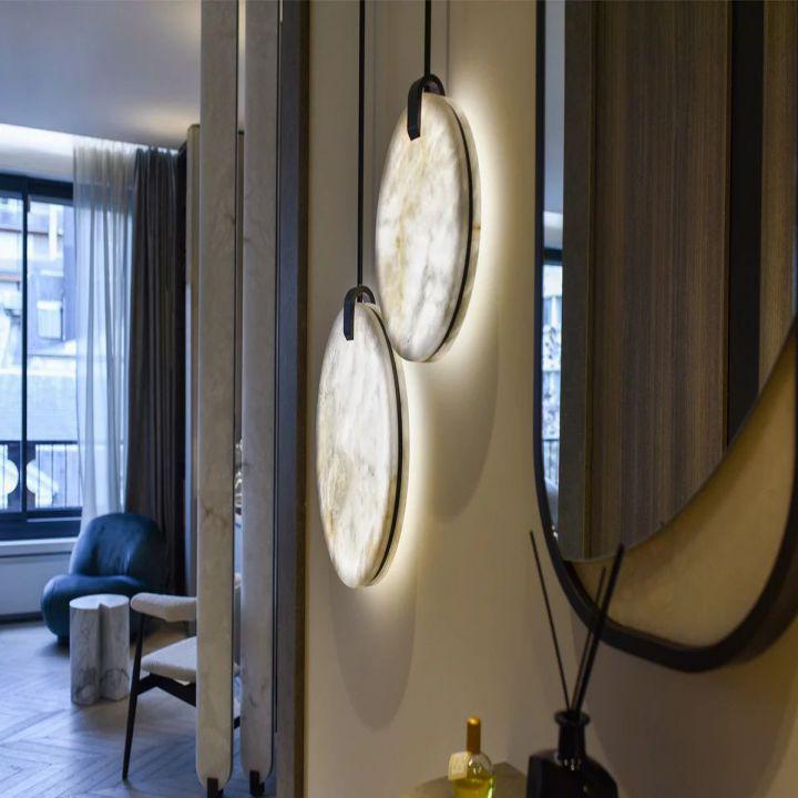 Alabaster Disc Pendant Light - D 9.8''Joyfuzzy