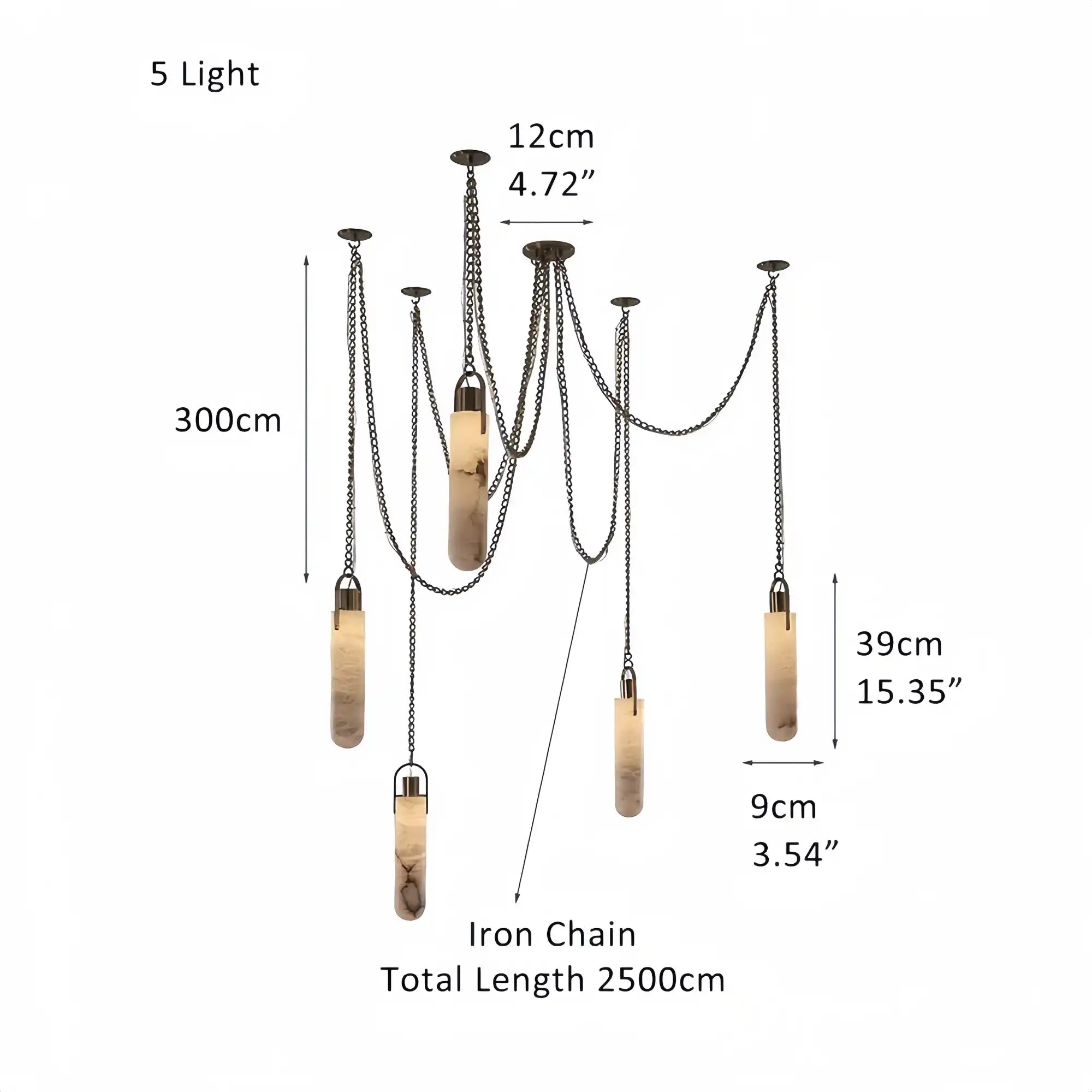 Alabaster Flint 5 Light LED Multi-Drop Pendant-Pendant for living room,Pendant for kitchen,Pendant for bathrooms,Pendant for bedrooms,Pendant for foyer,Pendant for stairways,Pendant for dining room-Joyfuzzy