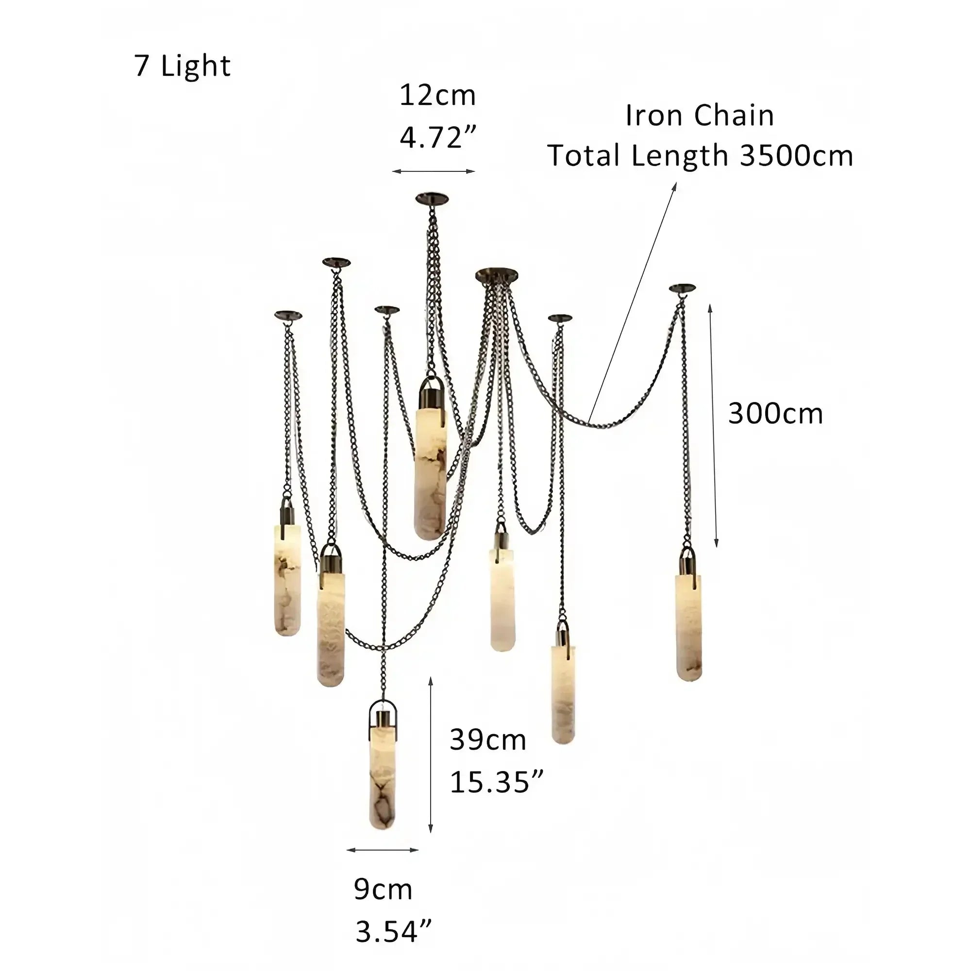 Luxury Modern Alabaster Flint 5 Light LED Multi-Drop Pendant