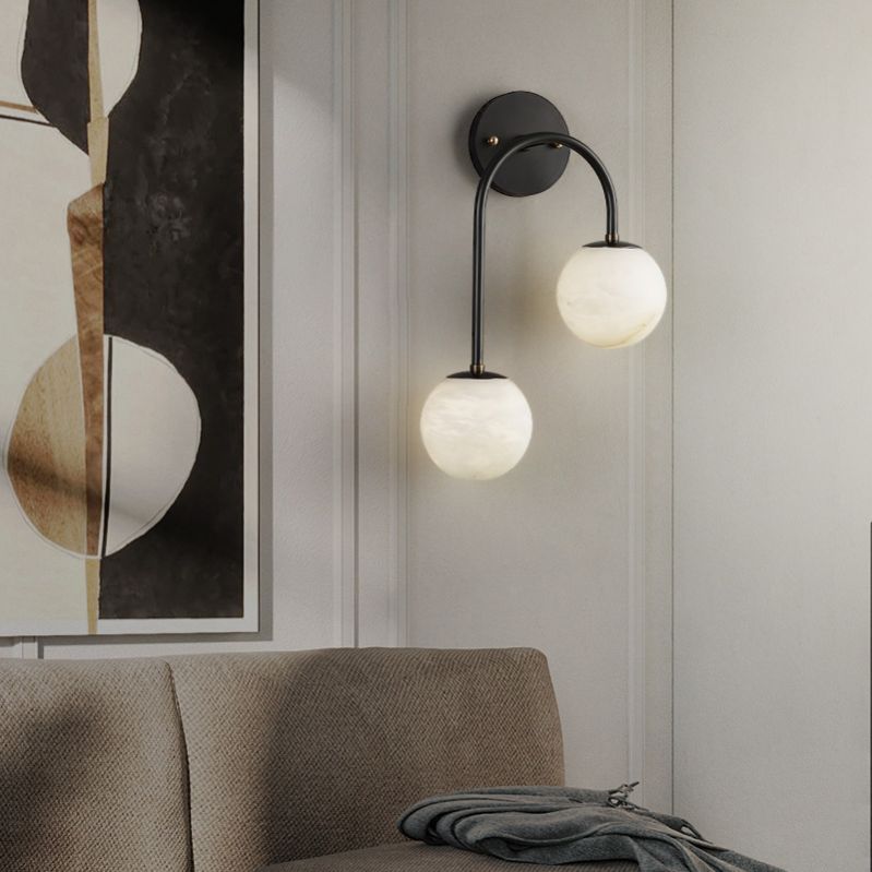 Alabaster Glo Modern Wall Sconce In Bedroom 壁灯灯具 rbrights Black