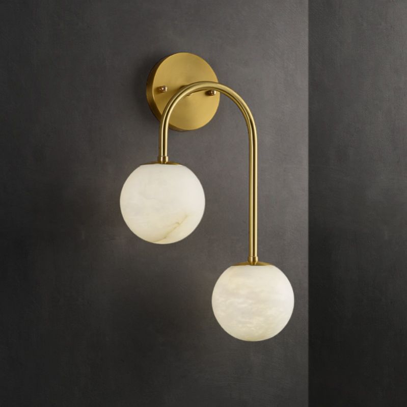 Alabaster Glo Modern Wall Sconce In Bedroom 壁灯灯具 rbrights Brass