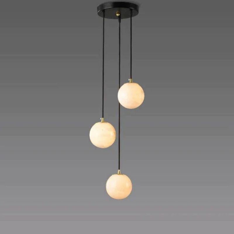Alabaster Global Pendant Chandelier For Staircase, Spiral Global Pendant - 3 Lights - 7.9" DJoyfuzzy