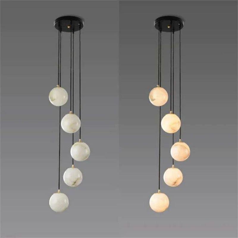 Alabaster Global Pendant Chandelier For Staircase, Spiral Global Pendant - 5 Lights - 7.9" DJoyfuzzy