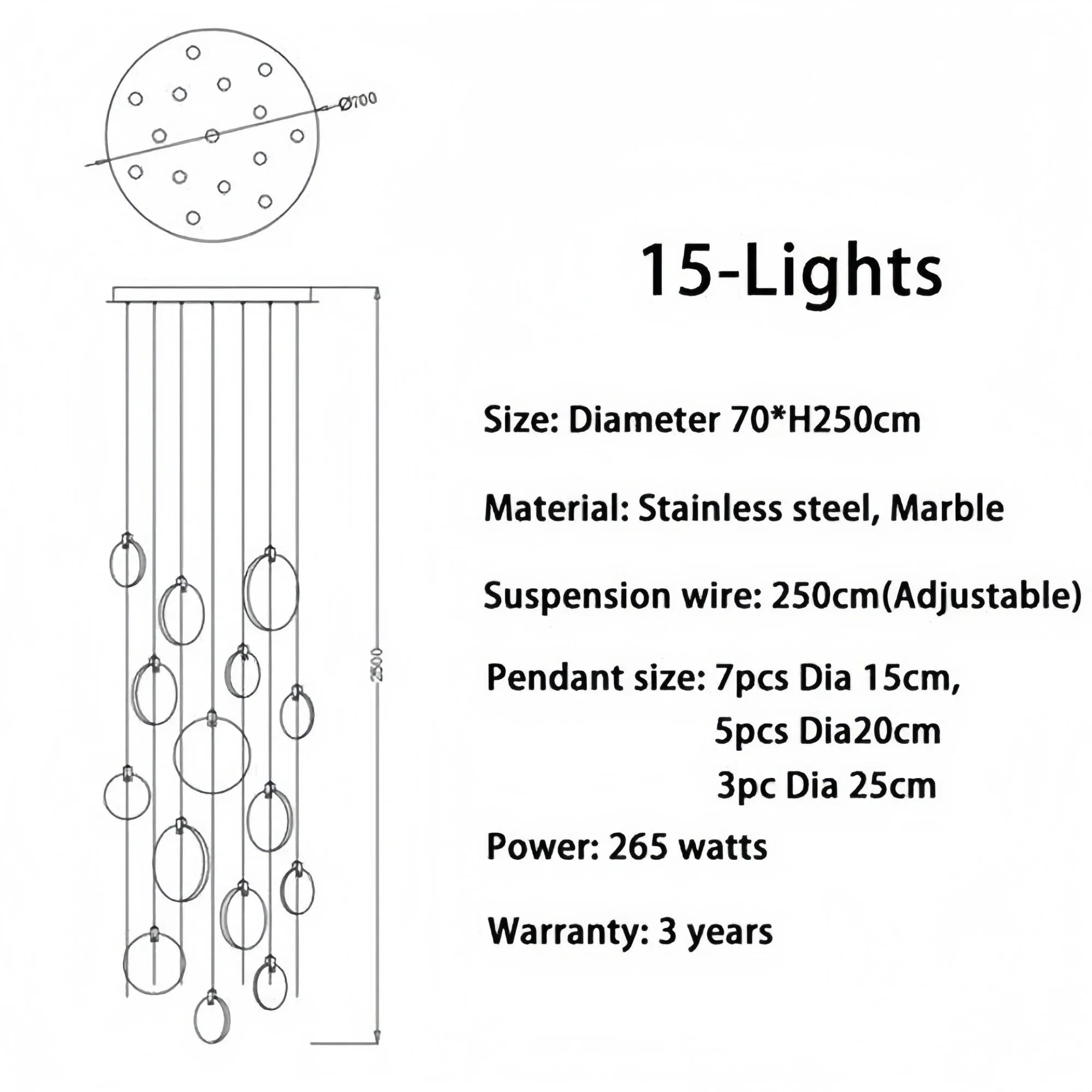 Alabaster Long Staircase Chandelier 5 styles - 15 LightsJoyfuzzy
