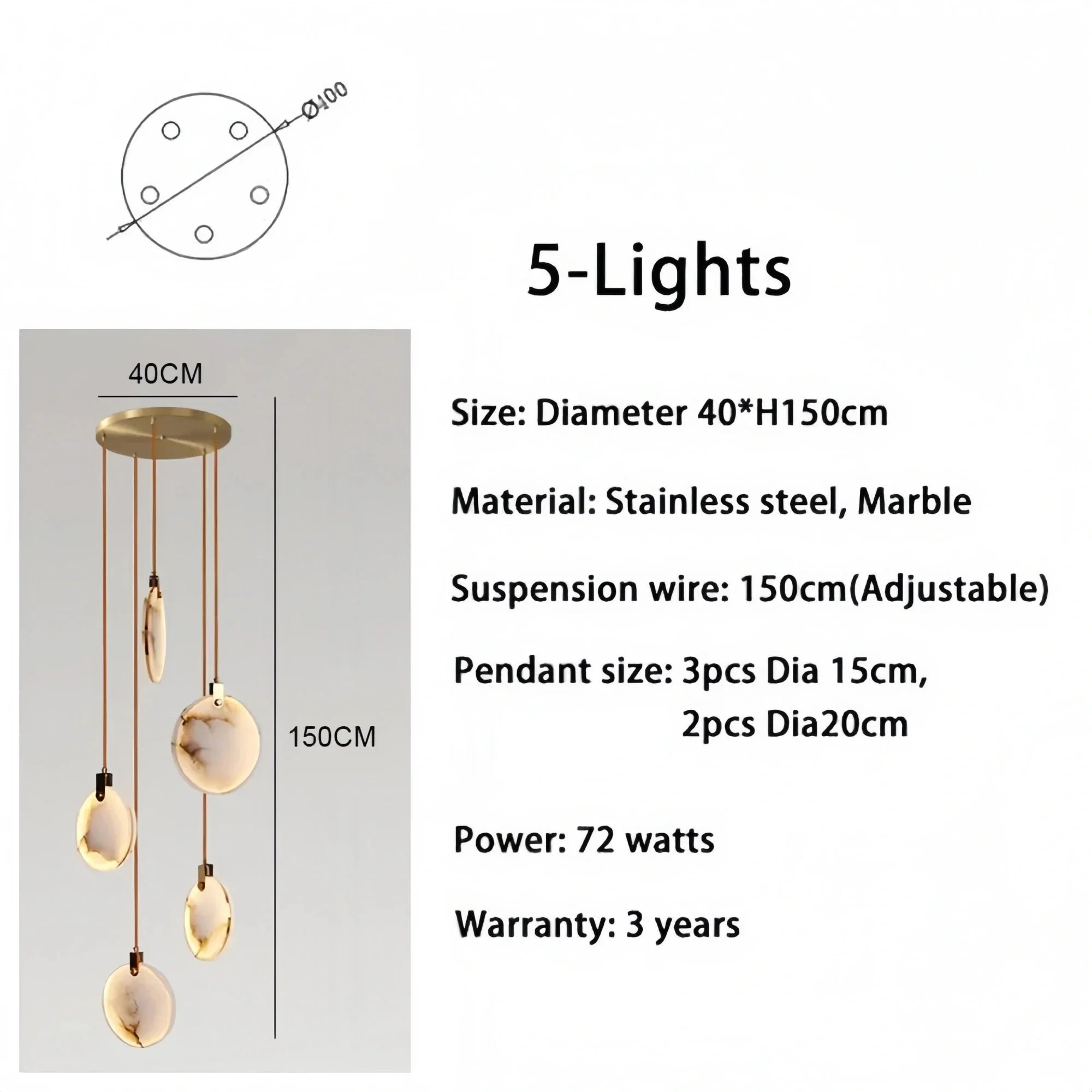 Alabaster Long Staircase Chandelier 5 styles - 15 LightsJoyfuzzy
