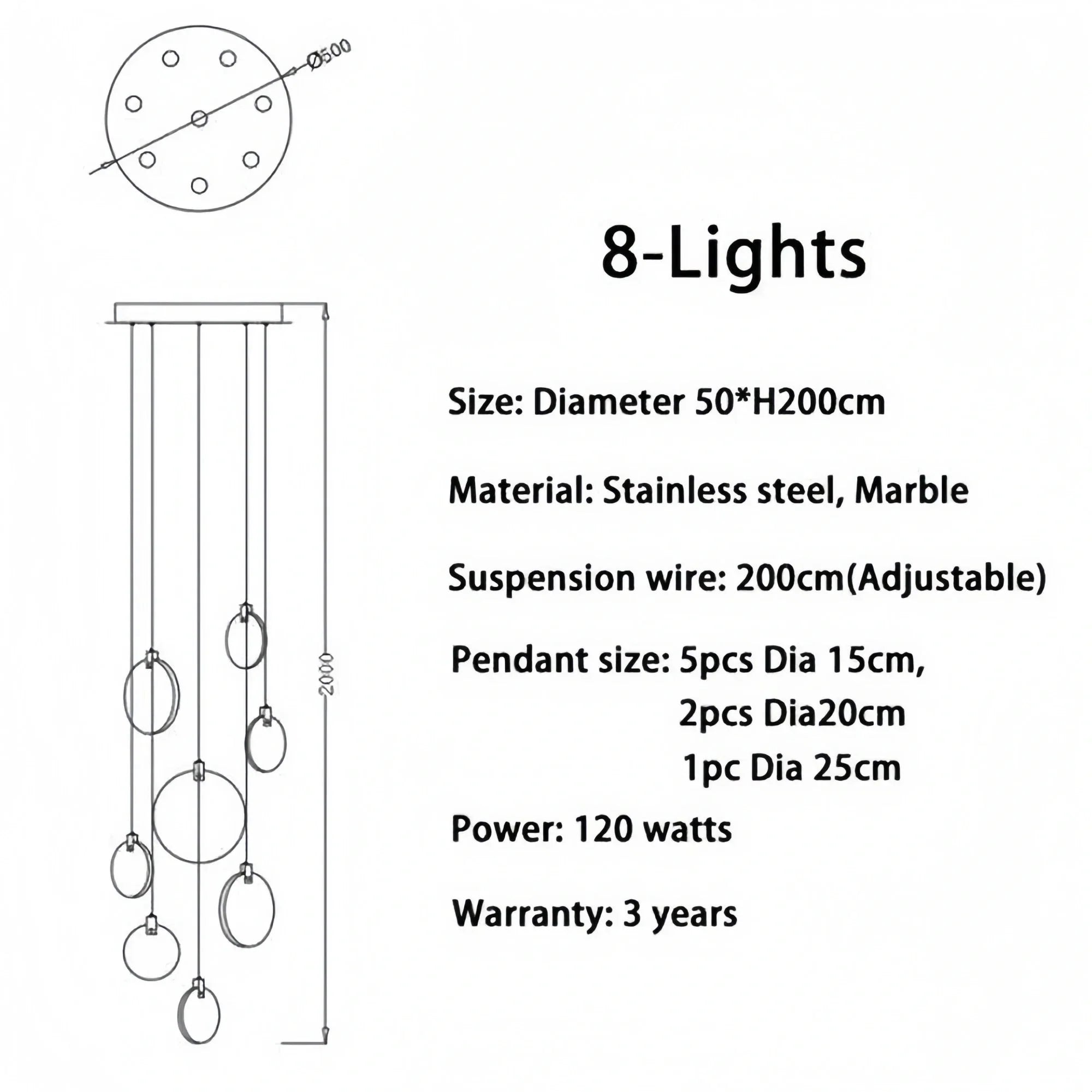 Alabaster Long Staircase Chandelier 5 styles - 15 LightsJoyfuzzy