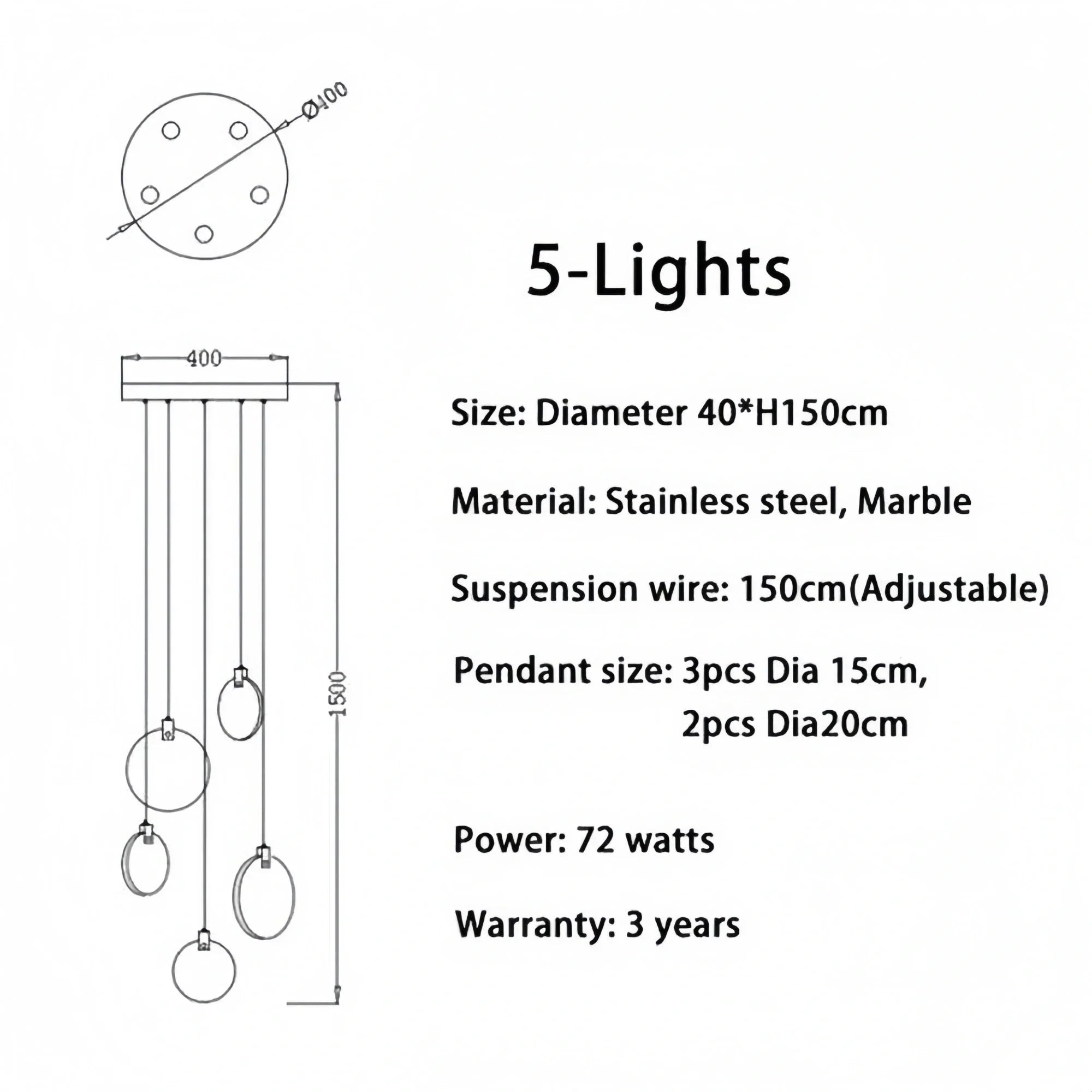 Alabaster Long Staircase Chandelier 5 styles - 15 LightsJoyfuzzy