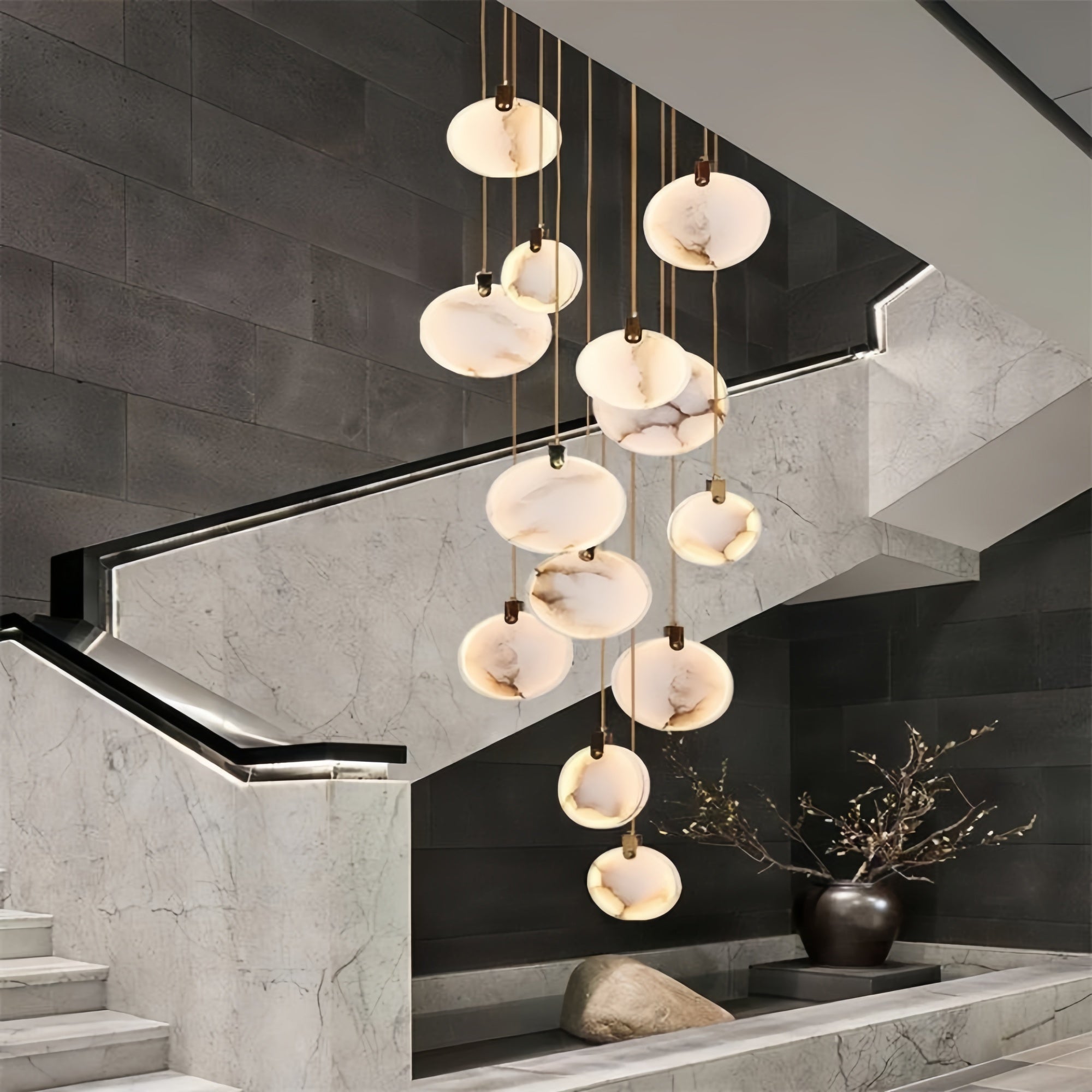 Alabaster Long Staircase Chandelier 5 styles - 10 LightsJoyfuzzy