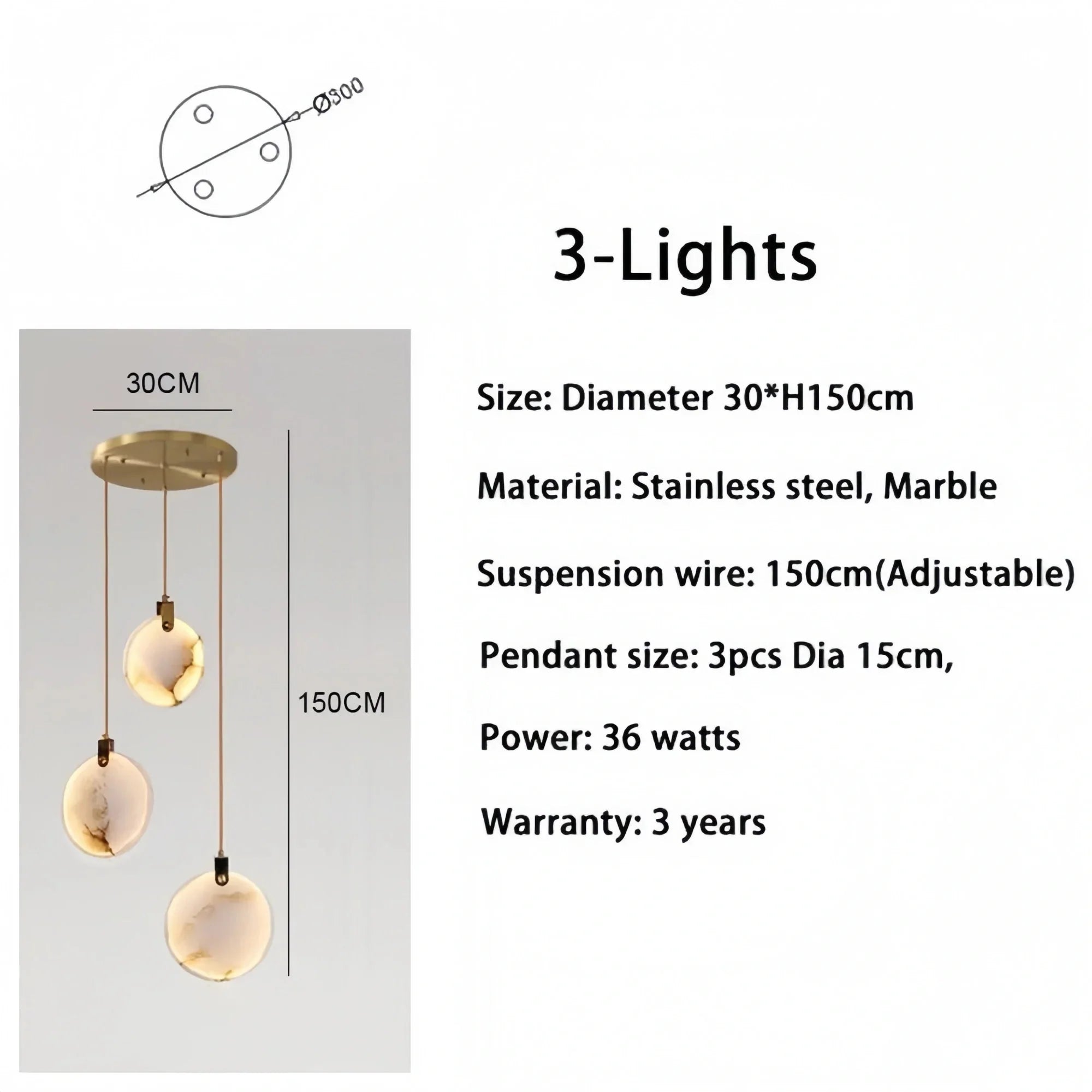 Alabaster Long Staircase Chandelier 5 styles - 15 LightsJoyfuzzy