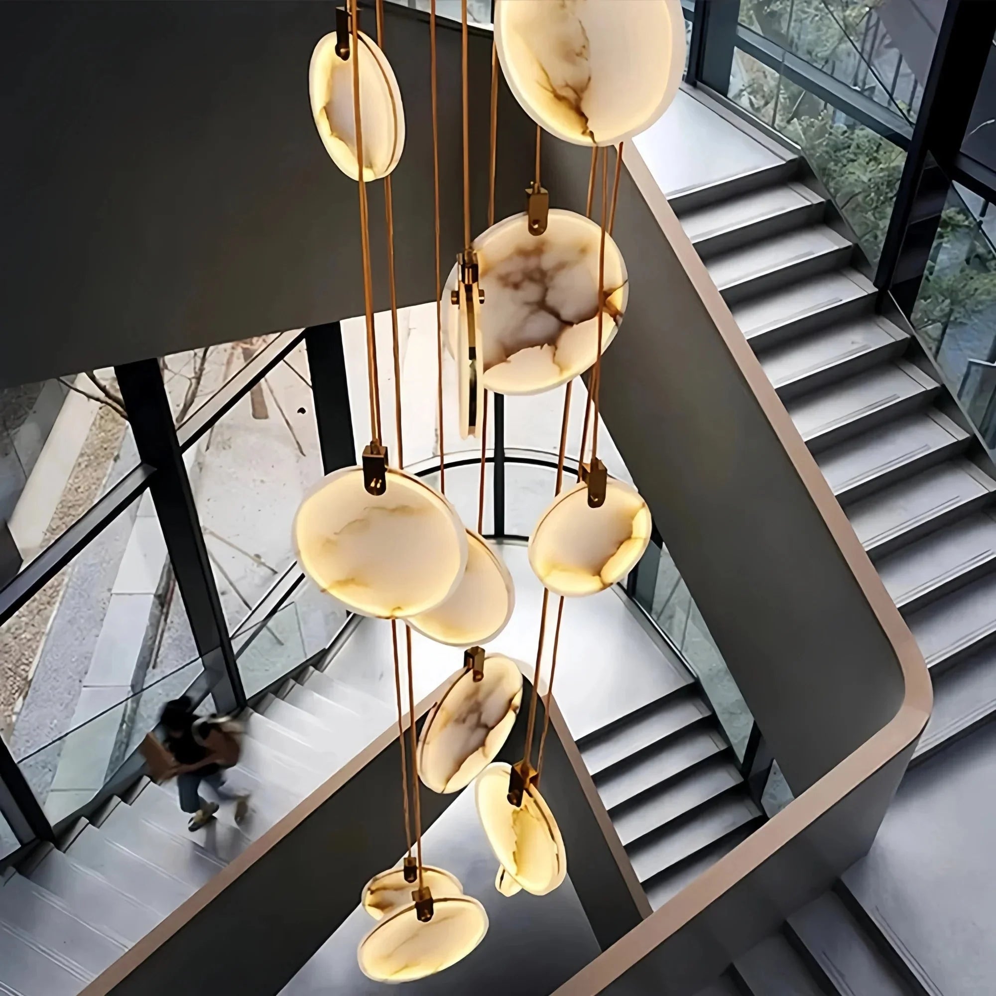 Alabaster Long Staircase Chandelier 5 styles - 10 LightsJoyfuzzy
