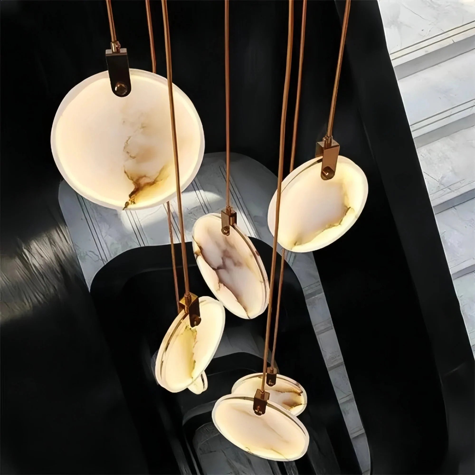 Alabaster Long Staircase Chandelier 5 styles - 10 LightsJoyfuzzy