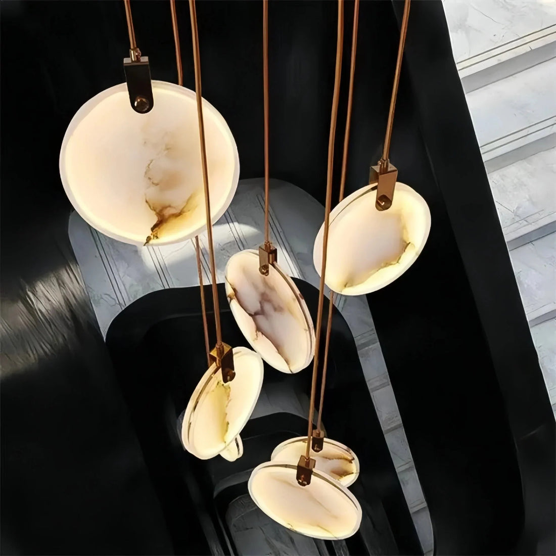 Alabaster Long Staircase Chandelier 5 styles - 10 LightsJoyfuzzy