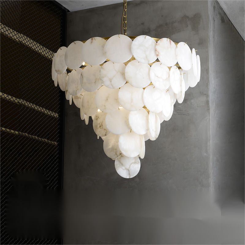Alabaster Magnolia Multi-tiered Round Chandelier 吊灯 rbrights 6 Layer