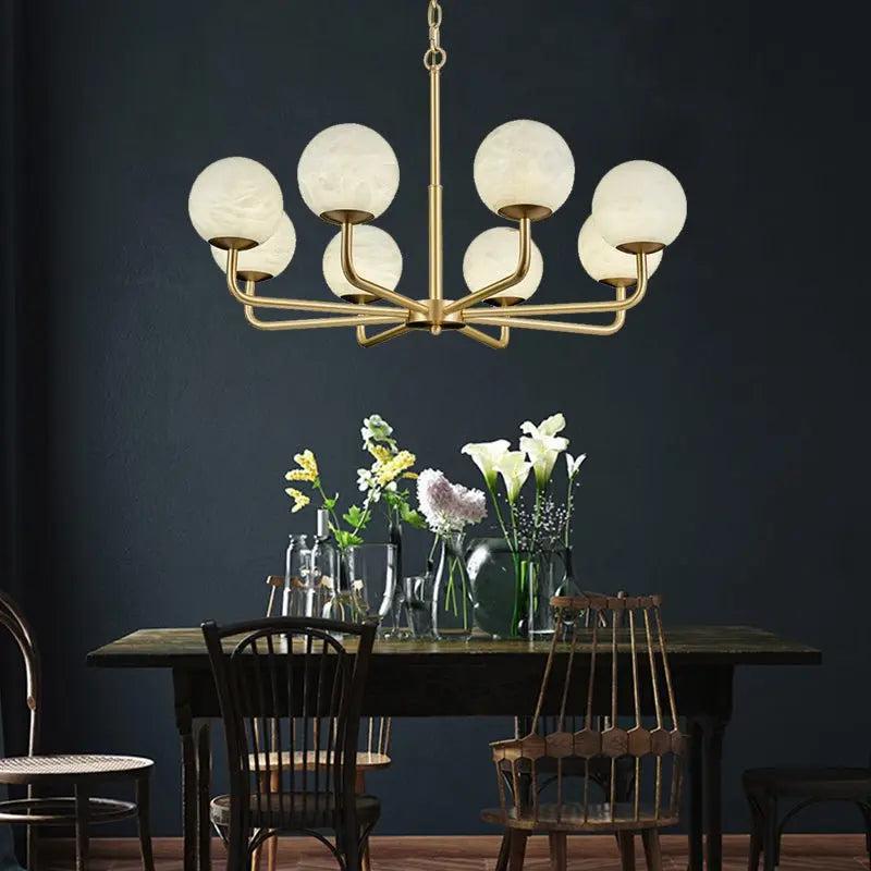 Alabaster Modern Global Dining Chandelier - 6 LightsJoyfuzzy