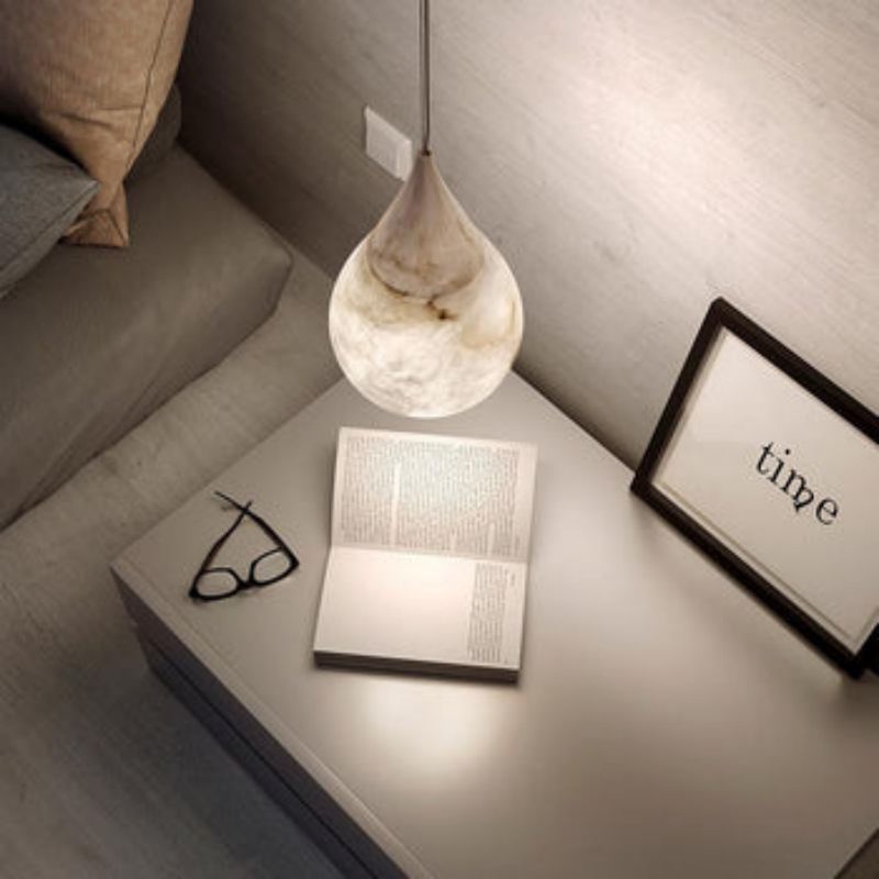 Alabaster Teardrop Single Pendant Light 7"D rbrights