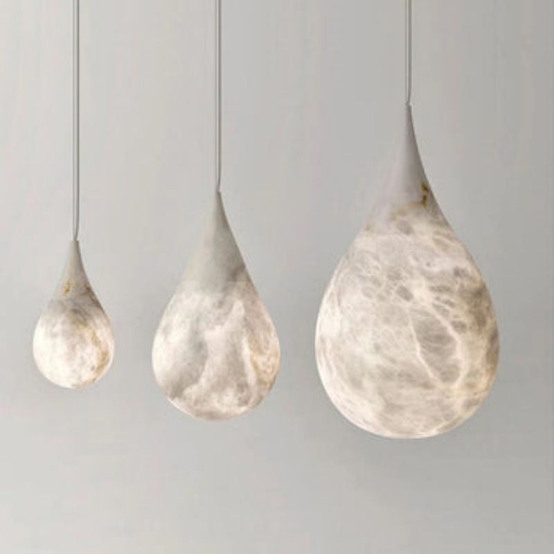 Alabaster Teardrop Single Pendant Light 7"D rbrights