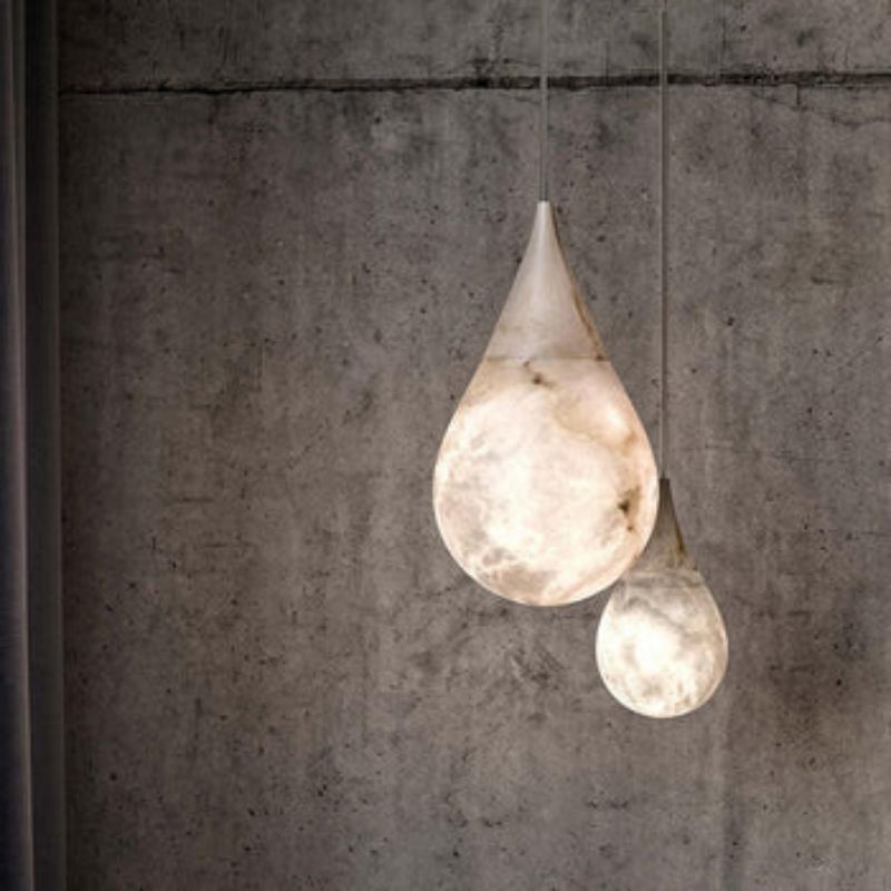 Alabaster Teardrop Single Pendant Light 7"D rbrights
