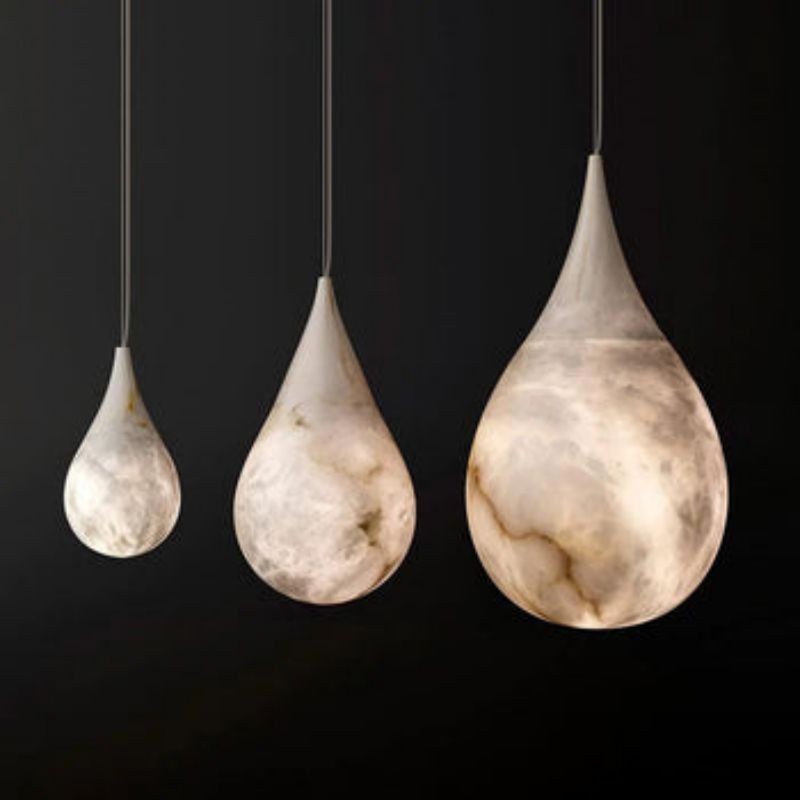 Alabaster Teardrop Single Pendant Light 7"D rbrights