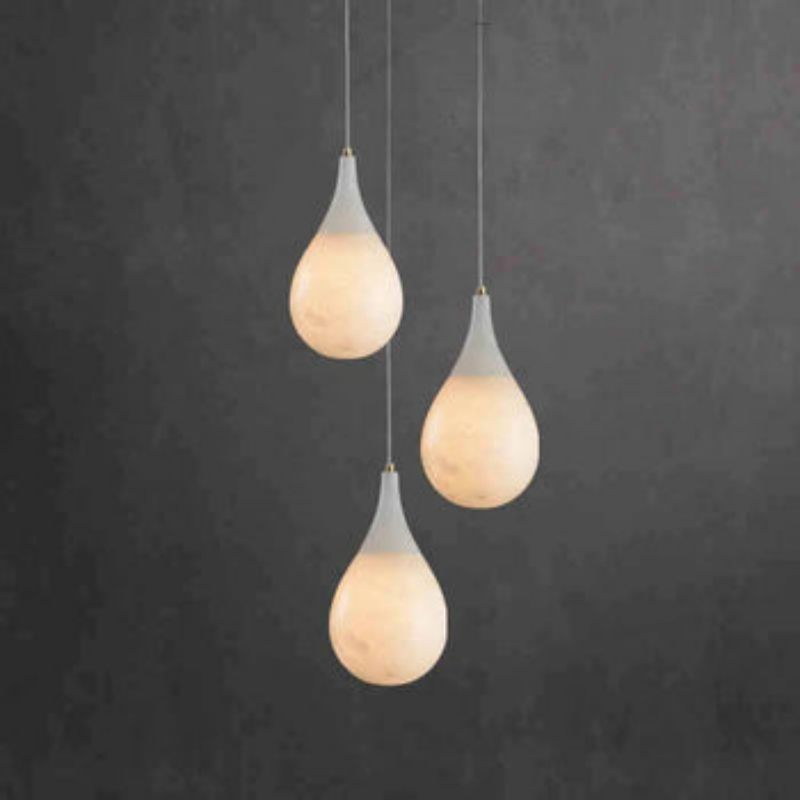 Alabaster Teardrop Single Pendant Light 7"D rbrights