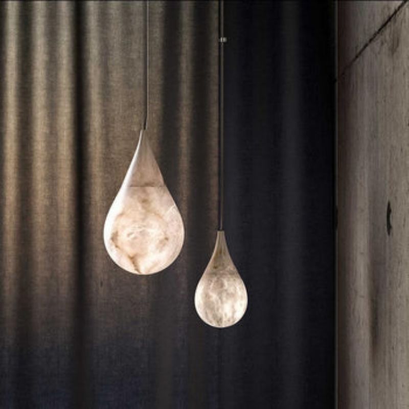 Alabaster Teardrop Single Pendant Light 7"D rbrights