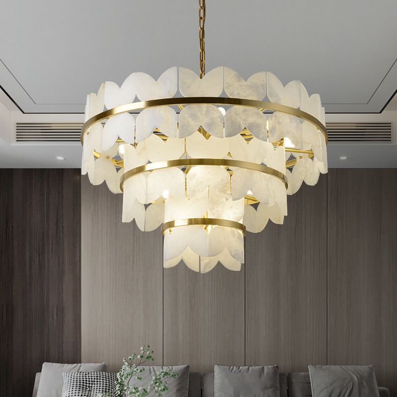 Alabaster Multi-Layer Butterfly Round Chandelier 吊灯 rbrights 3 Layer