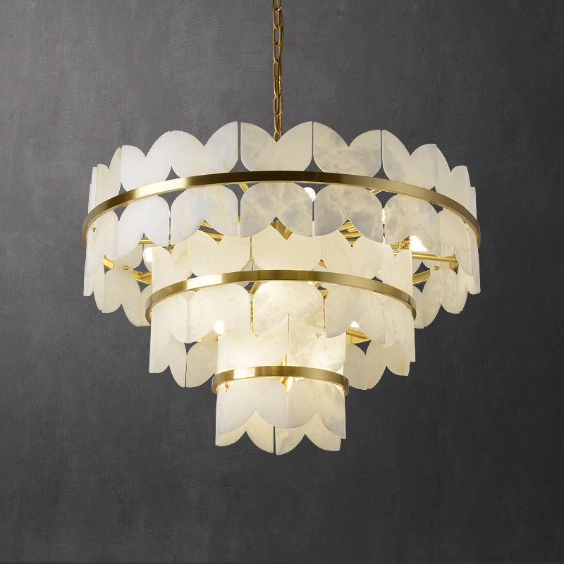 Alabaster Multi-Layer Butterfly Round Chandelier 吊灯 rbrights 3 Layer