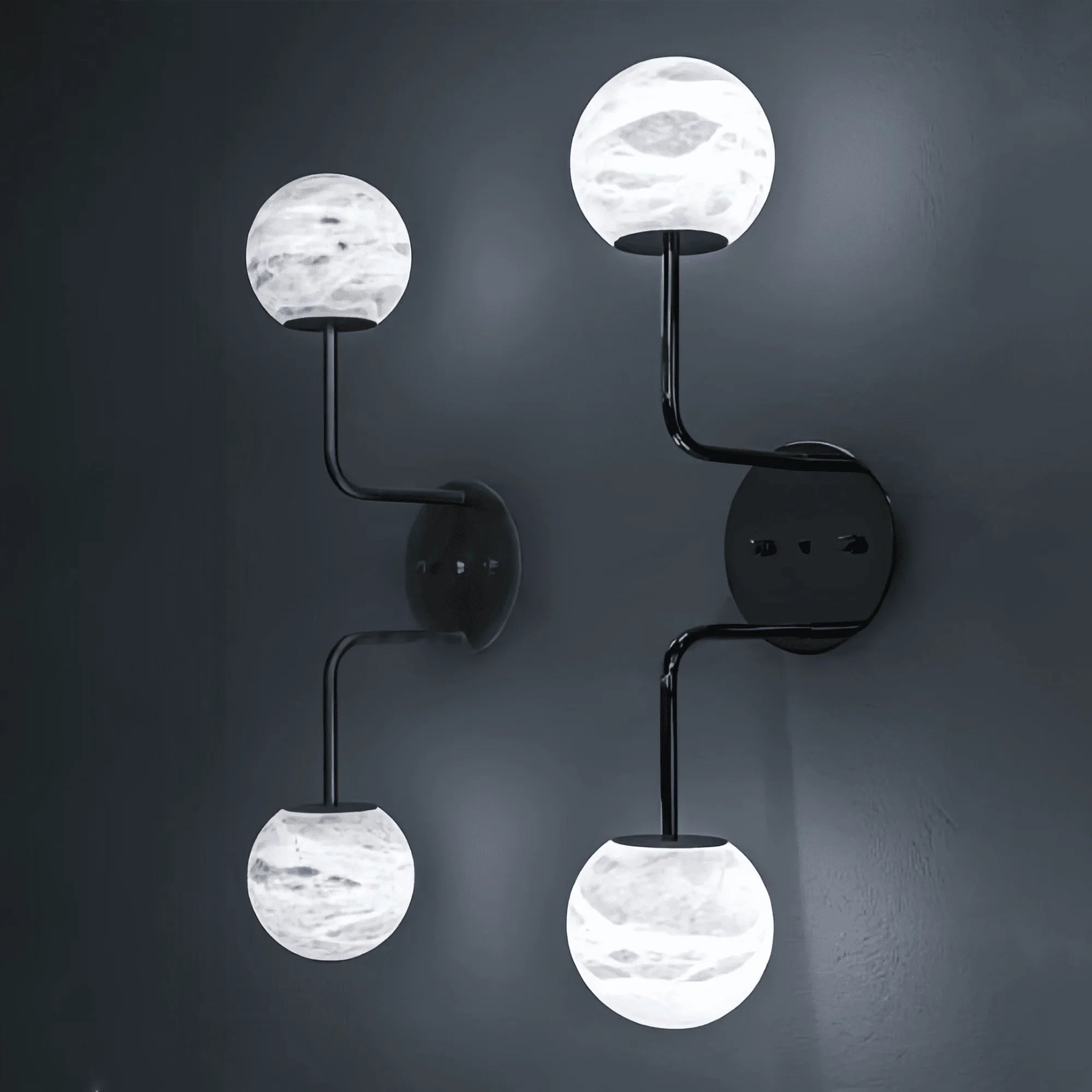 Alabaster Orb 2 Wall Light - GoldJoyfuzzy