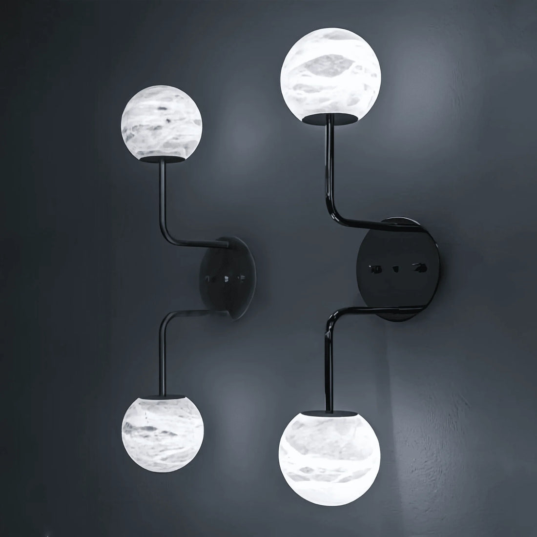 Alabaster Orb 2 Wall Light - GoldJoyfuzzy