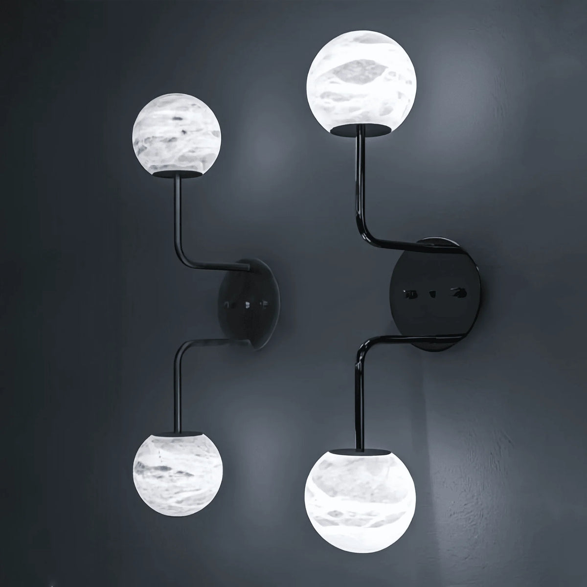 Alabaster Orb 2 Wall Light - GoldJoyfuzzy